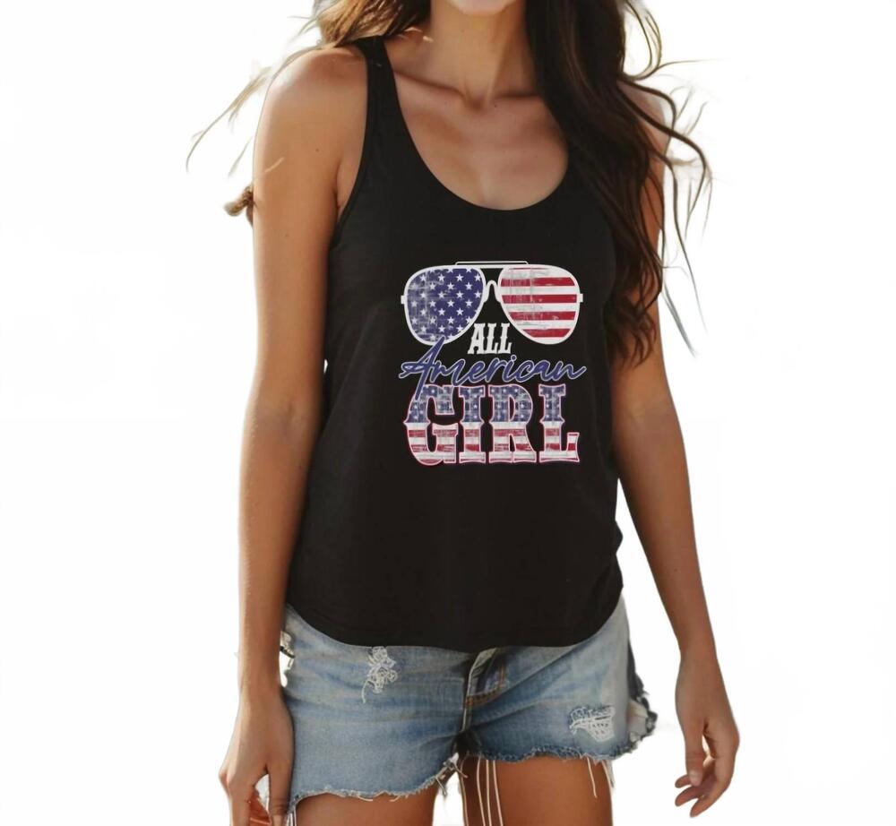 NEW JIFFY all american girl tank top in black